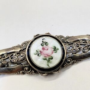 Guilloche Enameled Brooch